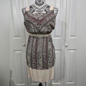 The Loft Beige Tribal Print Sleeveless Lightweight Lined Mini Dress
